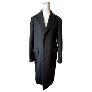 Burberry London England Wool Cashmere Chesterfield Coat 48 38 Blk Velvet Collar